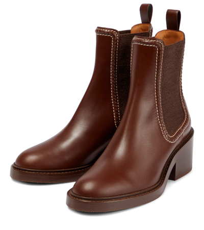Shop Chloé Mallo Leather Chelsea Boots In Brown