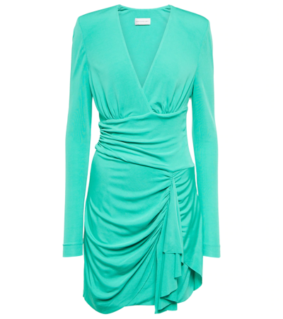 Shop Rebecca Vallance Riccardo Draped Jersey Minidress In Turquoise