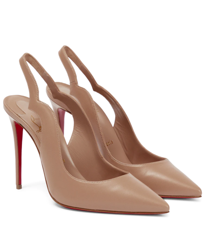Christian Louboutin Hot Chick 100 Leather Slingback Pumps In Nude 2/lin Nude 2