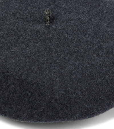 Brunello Cucinelli Embellished Wool Knit Beret In Lignite