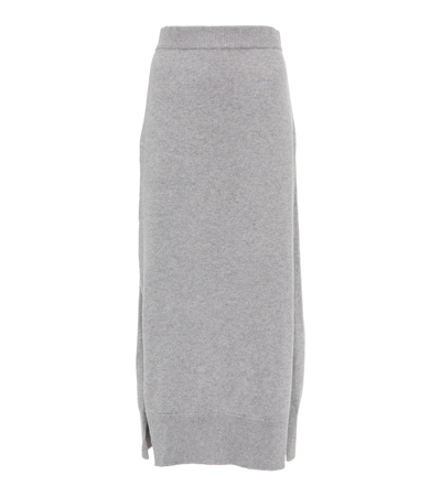 Shop Barrie High-rise Cashmere Knit Midi Skirt In Felt Grey