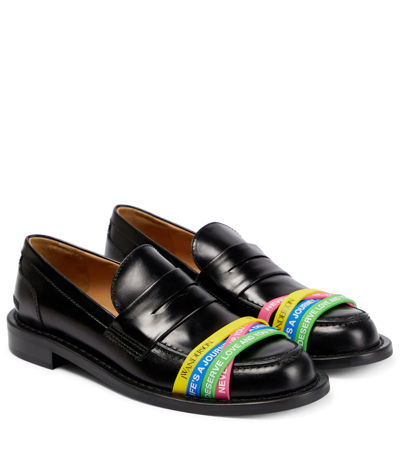 Shop Jw Anderson Elastic Leather Loafers In Black