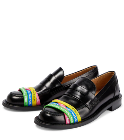 Shop Jw Anderson Elastic Leather Loafers In Black