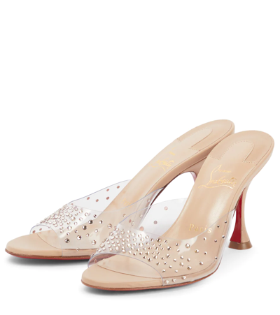 Shop Christian Louboutin Nudes Degramule Embellished Mules In Nude 1