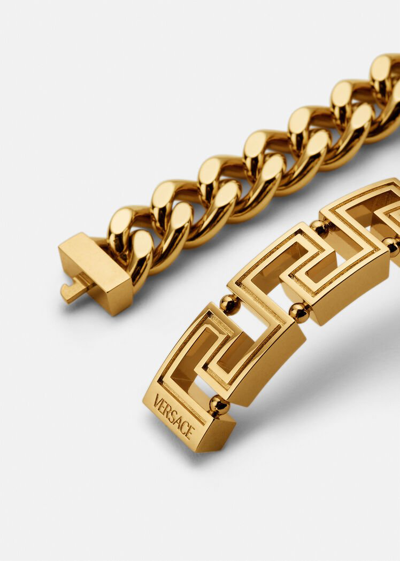 Shop Versace Greca Chain Bracelet In Gold