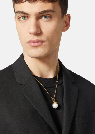 Shop Versace Medusa Pearl Chain Necklace, Male, White, One Size