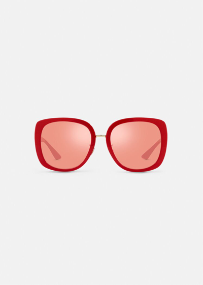 Shop Versace Greca Sunglasses In Red