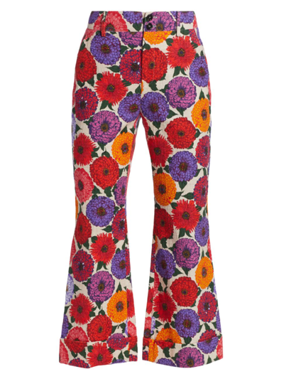 Shop La Doublej Women's Hendrix Floral Flared Pants In Zinnie