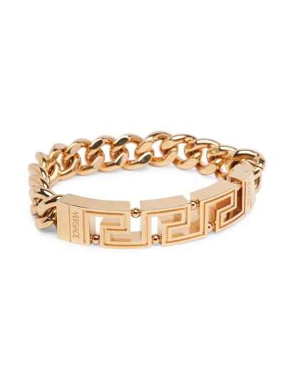 Shop Versace Men's Greca Chain Bracelet In  Gold