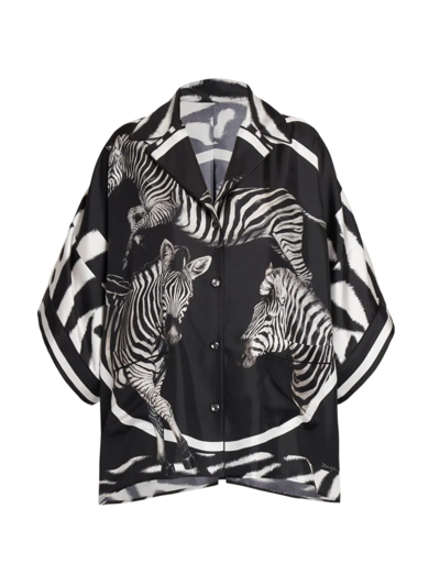 Shop Dolce & Gabbana Women's Zebra Oversized Silk Zebra-print Shirt In Zebre Zebrato