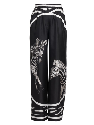 Shop Dolce & Gabbana Women's Zebra Silk Zebra Graphic Pants In Zebre Zebrato