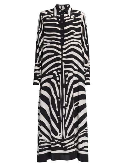 Shop Dolce & Gabbana Women's Zebra Zebra-print Maxi Shirtdress In Zebra Bianco Nero