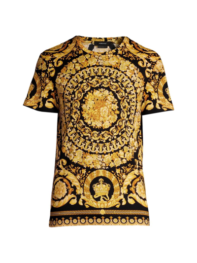 Shop Versace Men's Heritage Icon Barocco T-shirt In Black Gold