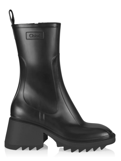 Chloé Back Loop Square Toe Boots With 50mm Heel In Black