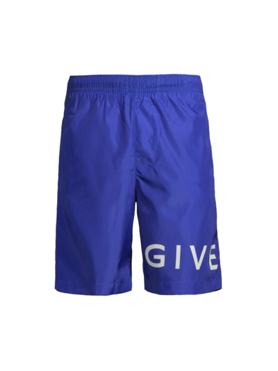 Shop Givenchy Men's Logo Swim Shorts In Ocean Blue