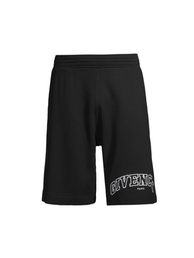Shop Givenchy Men's Boxy-fit Logo Embroidered Shorts In Black