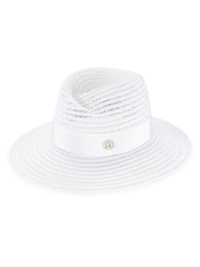 Shop Maison Michel Women's Virginie Straw Fedora Hat In White