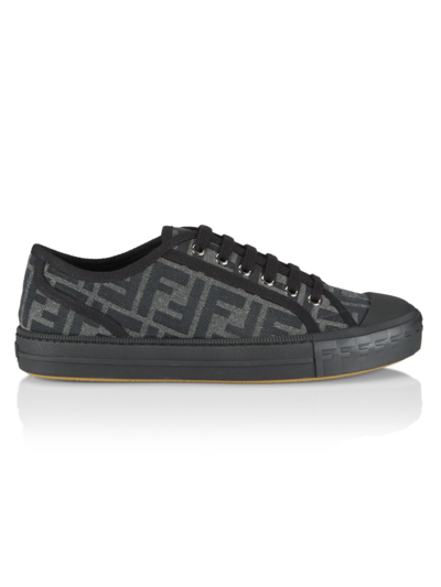 Shop Fendi Men's Domino Low-top Sneakers In Grey