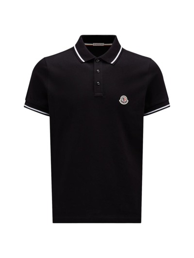 Shop Moncler Men's Novelty Polo Shirt In Black