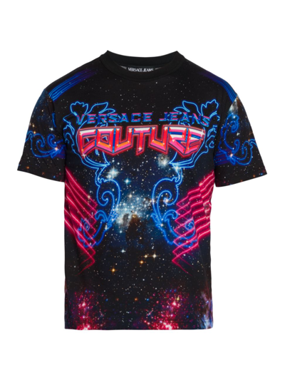 Shop Versace Jeans Couture Galaxy Couture T-shirt In Black Multicolor