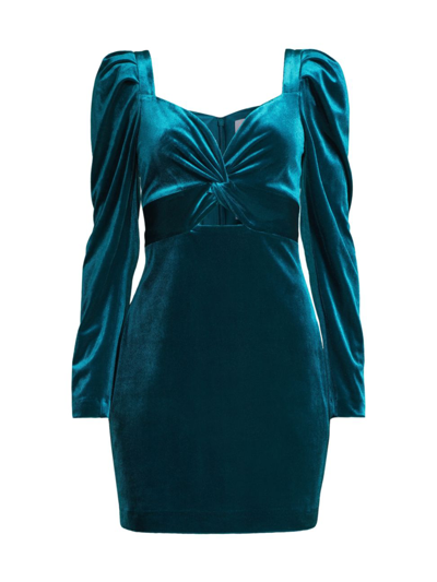 Shop One33 Social Women's Velvet Puff-sleeve Mini Dress In Teal