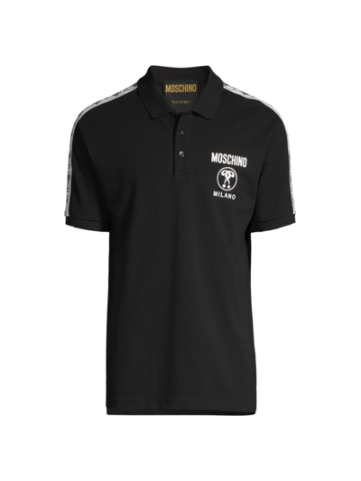Shop Moschino Men's Institutional Logo Polo Shirt In Black