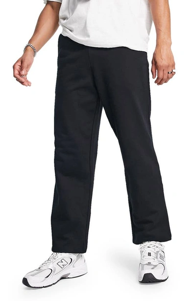 Shop Asos Design Straight Leg Cotton Sweatpants In Black