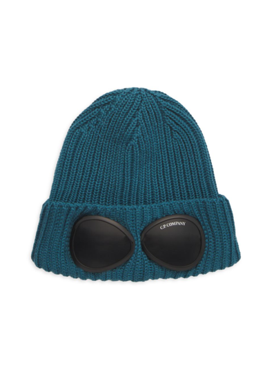 Shop C.p. Company Men's Wool Knit Beanie Hat In Shaded Spruce