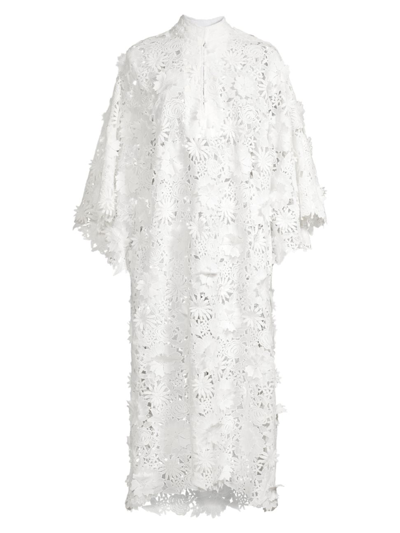 Shop La Vie Style House Women's 3d Floral Lace Midi Caftan In White