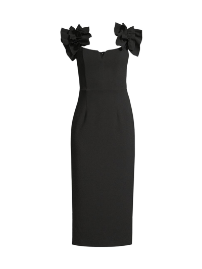 Shop Elliatt Women's Ruffled-shoulder Crepe Midi-dress In Black