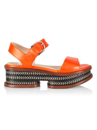 Shop Gabriela Hearst Women's Mika Platform Ankle-strap Sandals In Orange