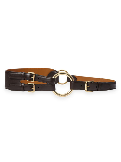 Ralph Lauren Tri-strap Leather Belt In Chocolate | ModeSens