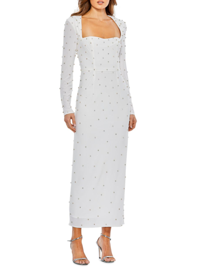 Shop Mac Duggal Women's Rhinestone Column Dress In White