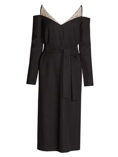 Shop Dries Van Noten Women's Delsa Cut-out Wool & Silk Dress In Black