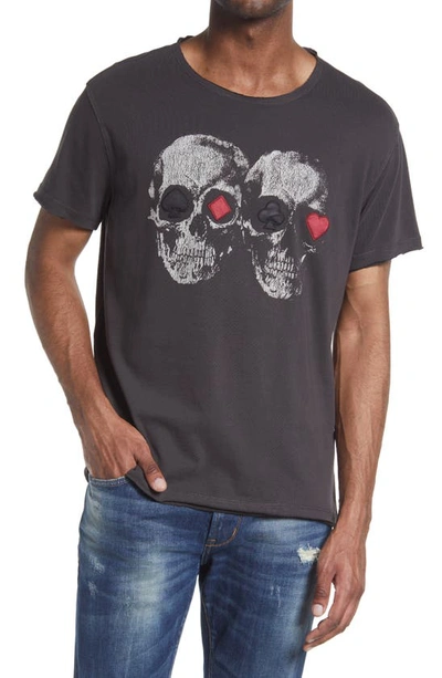 Shop John Varvatos Double Down Cotton Graphic Tee In Coal