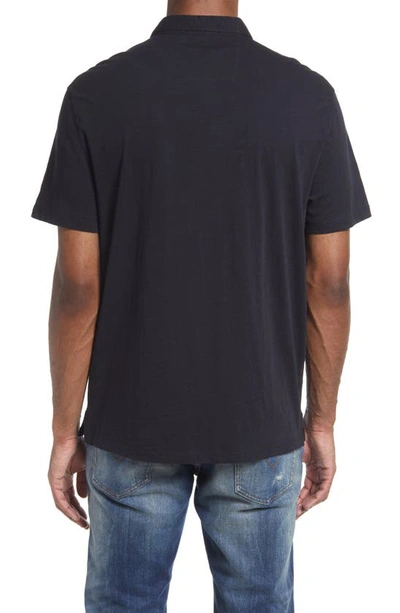 John Varvatos Victor Solid Slub Cotton Polo In Black