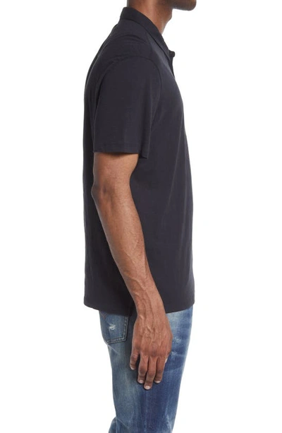 John Varvatos Victor Solid Slub Cotton Polo In Black
