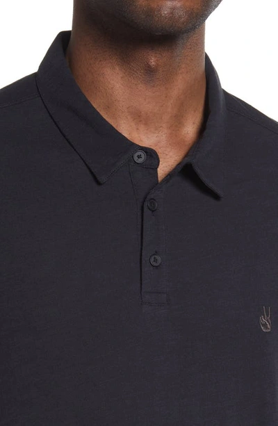 John Varvatos Victor Solid Slub Cotton Polo In Black