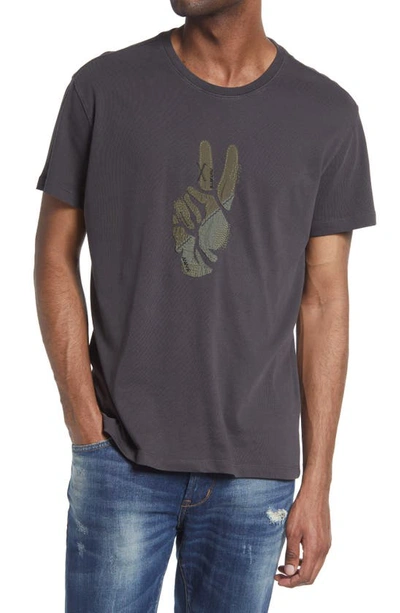 Shop John Varvatos Broken Peace Cotton Appliqué T-shirt In Coal