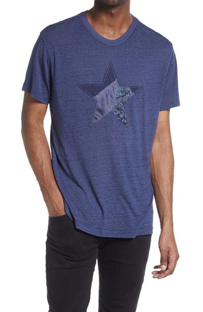 Shop John Varvatos Torn Star Cotton Blend Burnout Graphic Tee In Indigo