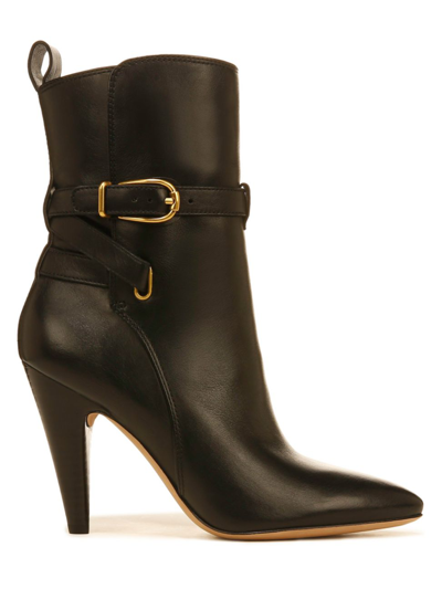 Shop Veronica Beard Women's Sohelia Strap Leather High-heel Boots In Black