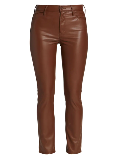Shop Mother Women's The Dazzler Mid-rise Slim Cropped Faux-leather Ankle Jeans In Friar Brown