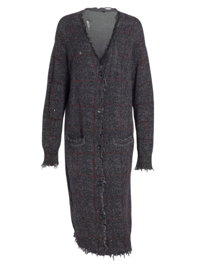 Shop R13 Women's Printed V-neck Longline Cardigan In Charcoal Tweed