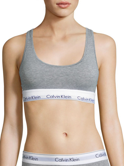 Shop Calvin Klein Women's Modern Cotton Bralette In Grey Heather
