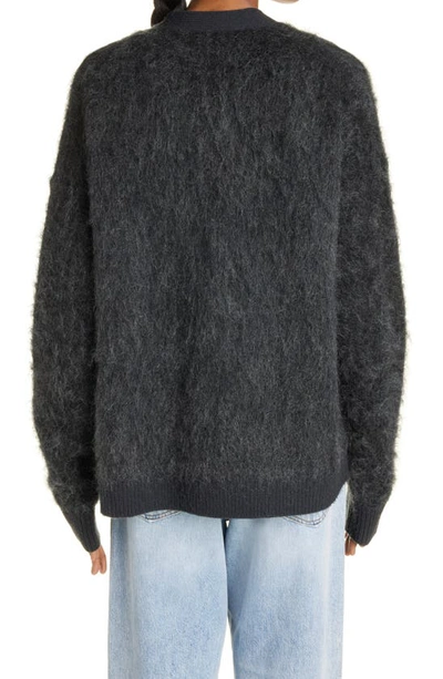 Shop Acne Studios Rives Mohair & Wool Blend Cardigan In Anthracite Grey