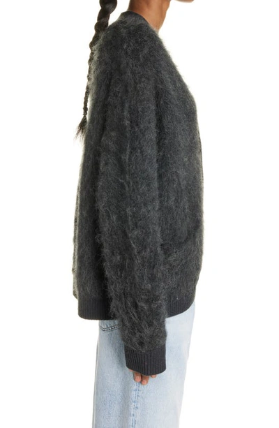 Shop Acne Studios Rives Mohair & Wool Blend Cardigan In Anthracite Grey