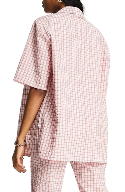 Shop Asos Design Check Bowling Shirt In Pink Multi