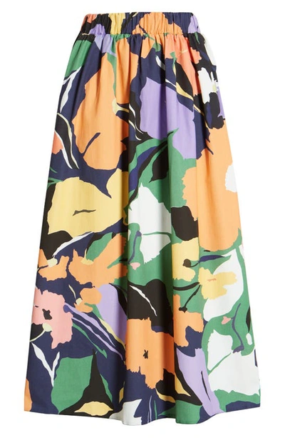 Asos Design Floral Print Cotton Skirt In Green Multi