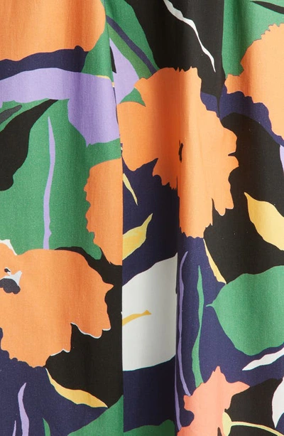 Asos Design Floral Print Cotton Skirt In Green Multi