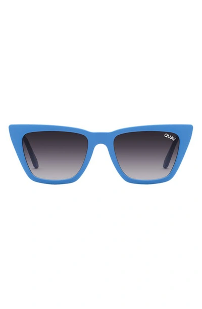 Shop Quay Call The Shots 48mm Gradient Cat Eye Sunglasses In Matte Blue / Smoke